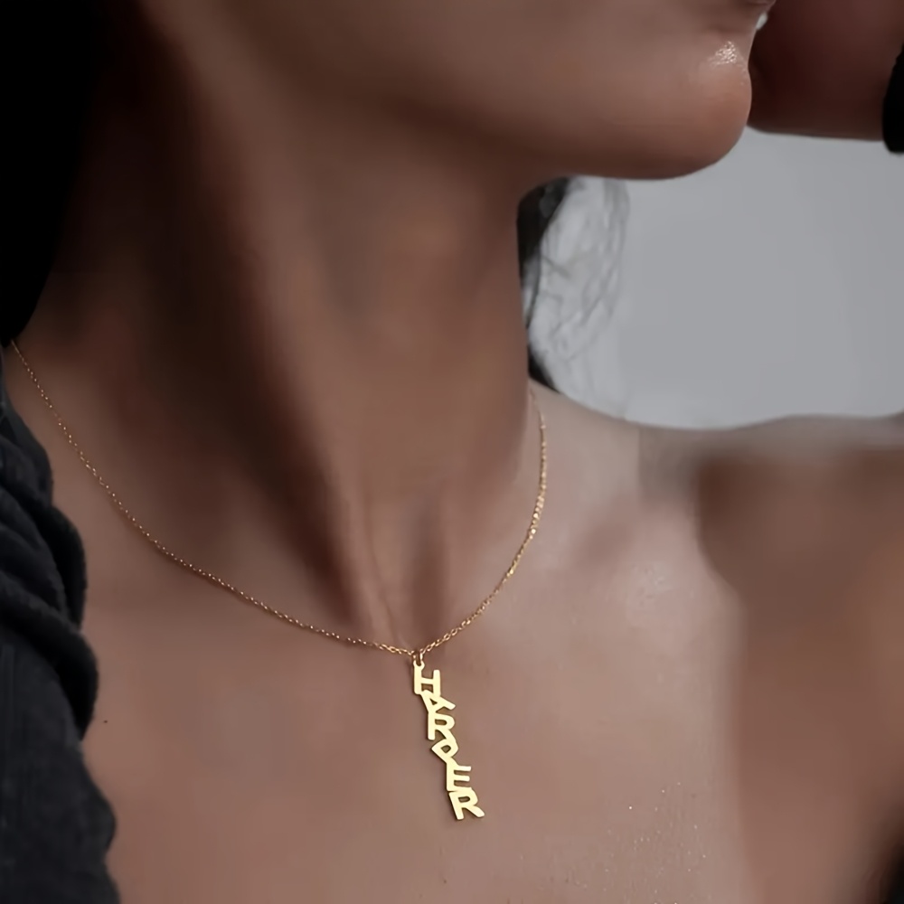 Personalized Stainless Steel Vertical Letter Pendant Necklace
